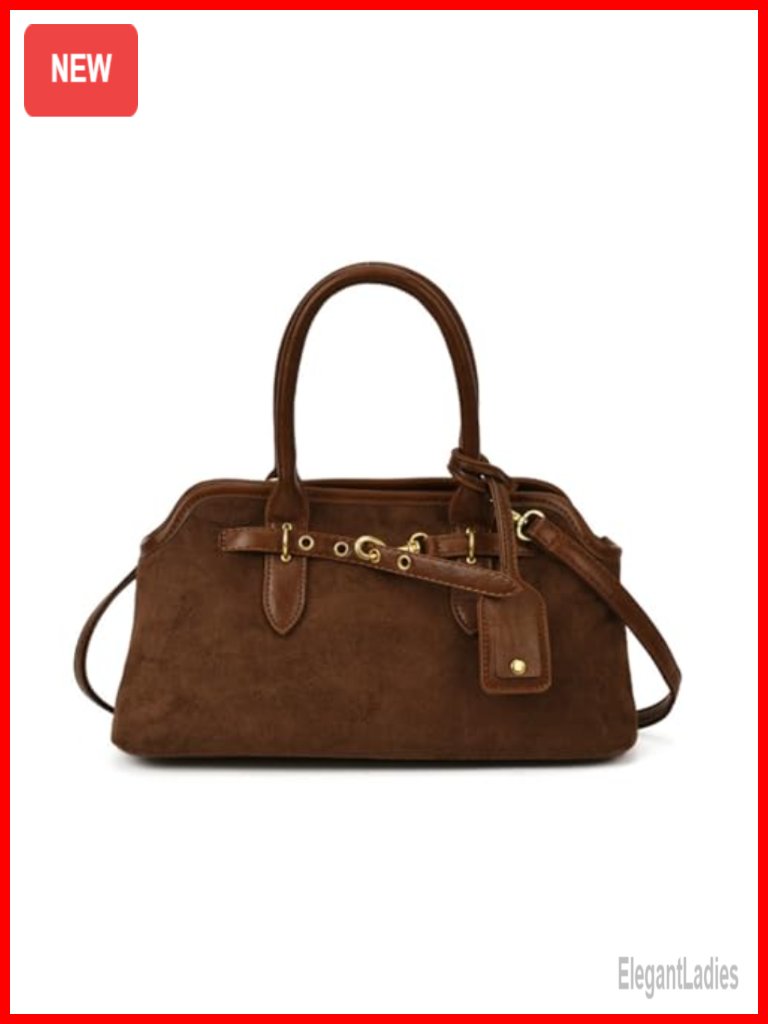 Faux Suede Tote Bag Slouchy Hobo Shoulder Crossbody Handbag